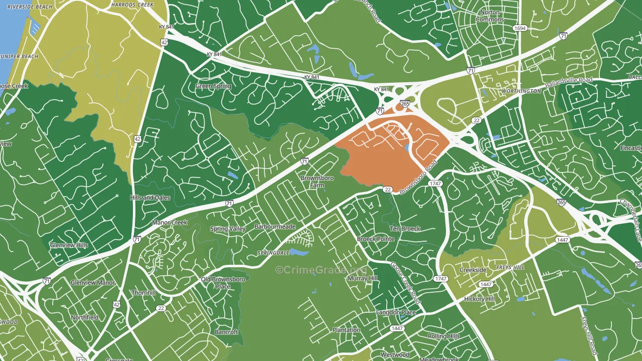 Brownsboro Farm, KY Map of Burglary Rates