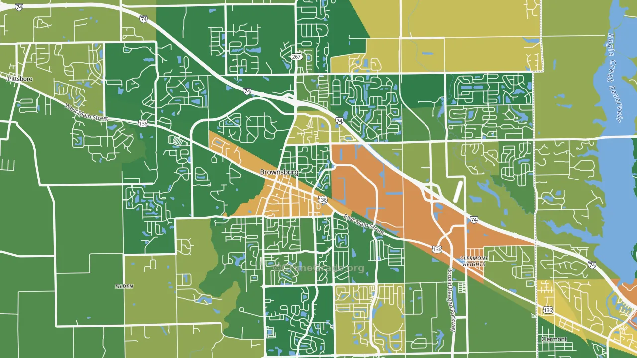 Brownsburg, IN Map of Burglary Rates