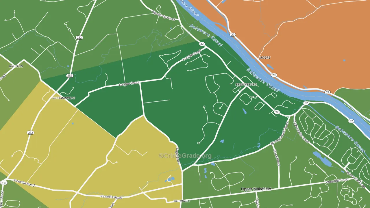 Brownsburg, PA Map of Burglary Rates