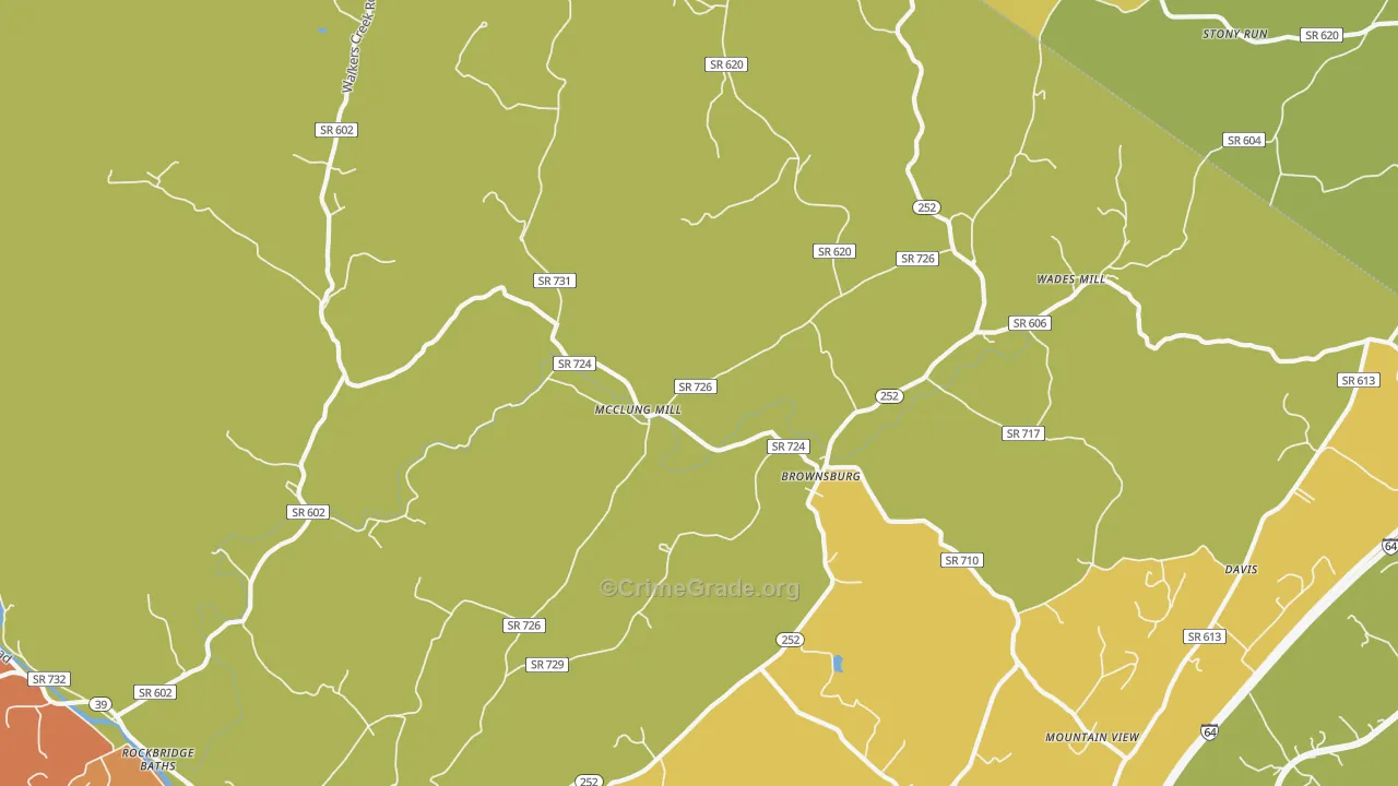 Brownsburg, VA Map of Burglary Rates