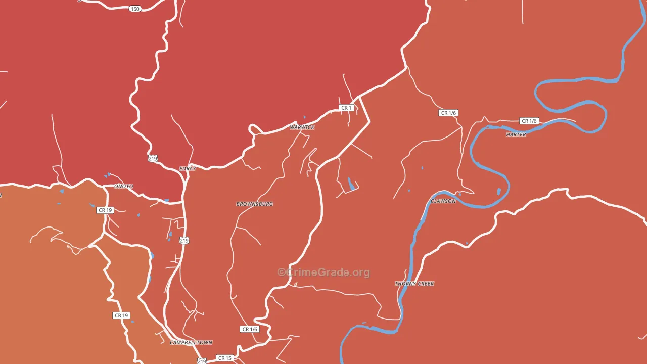 Brownsburg, WV Map of Burglary Rates