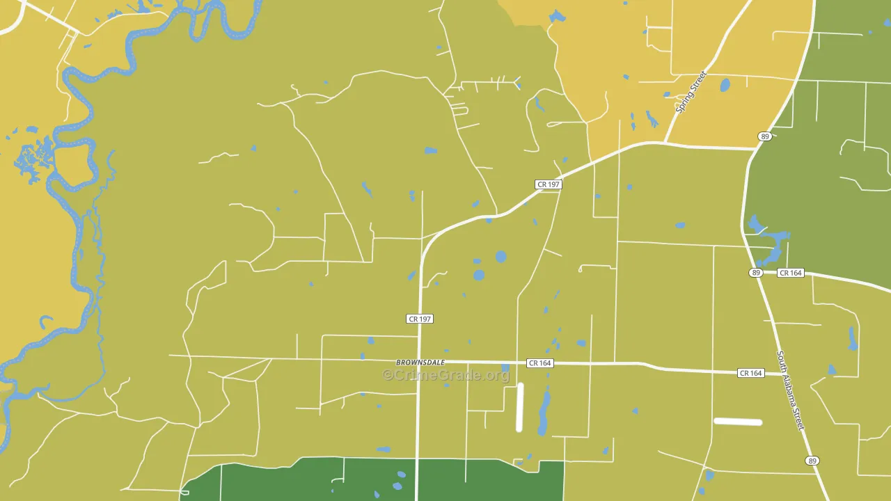 Brownsdale, FL Map of Burglary Rates
