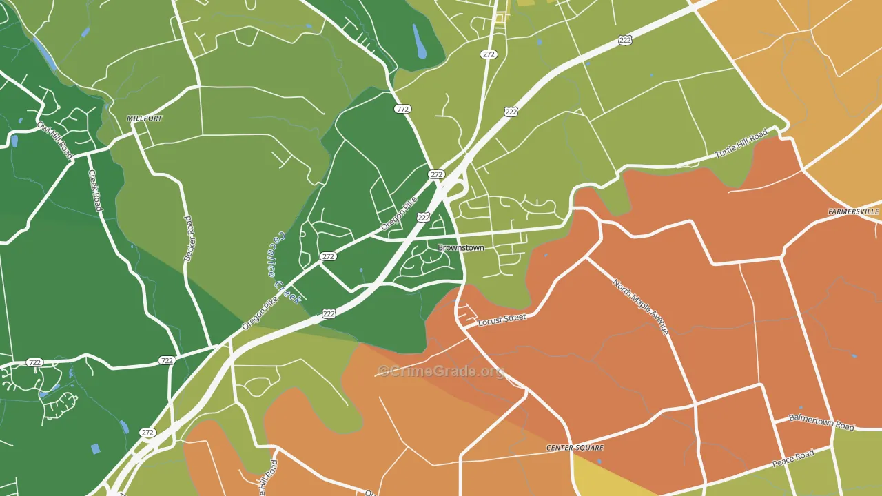 Brownstown, PA Map of Burglary Rates