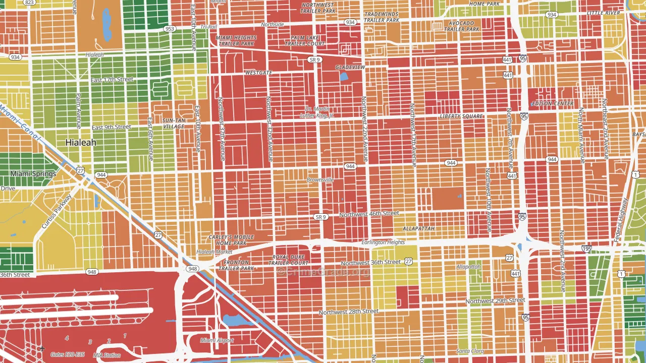 Brownsville, FL Map of Burglary Rates
