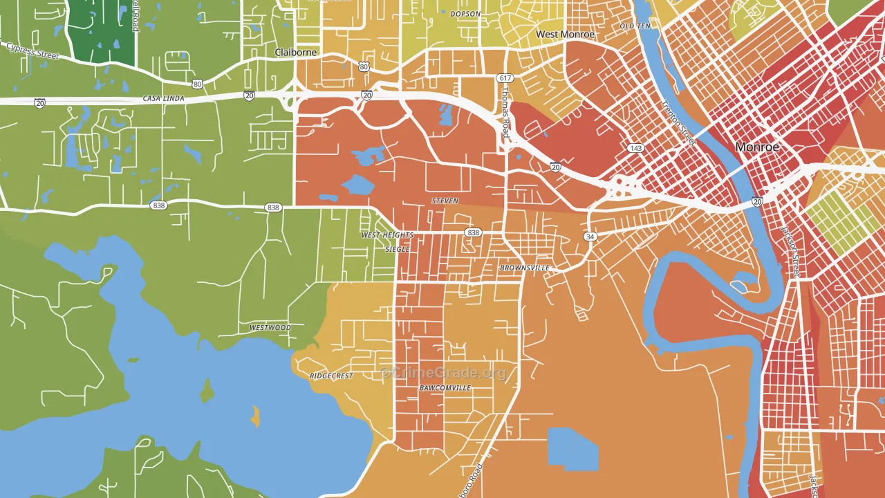 Brownsville, LA Map of Burglary Rates