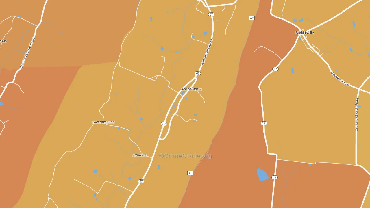 Brownsville, MD Map of Burglary Rates