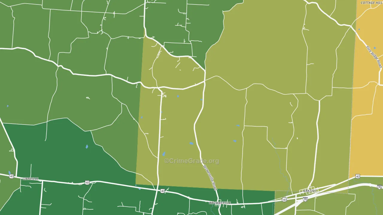 Brownsville, OH Map of Burglary Rates