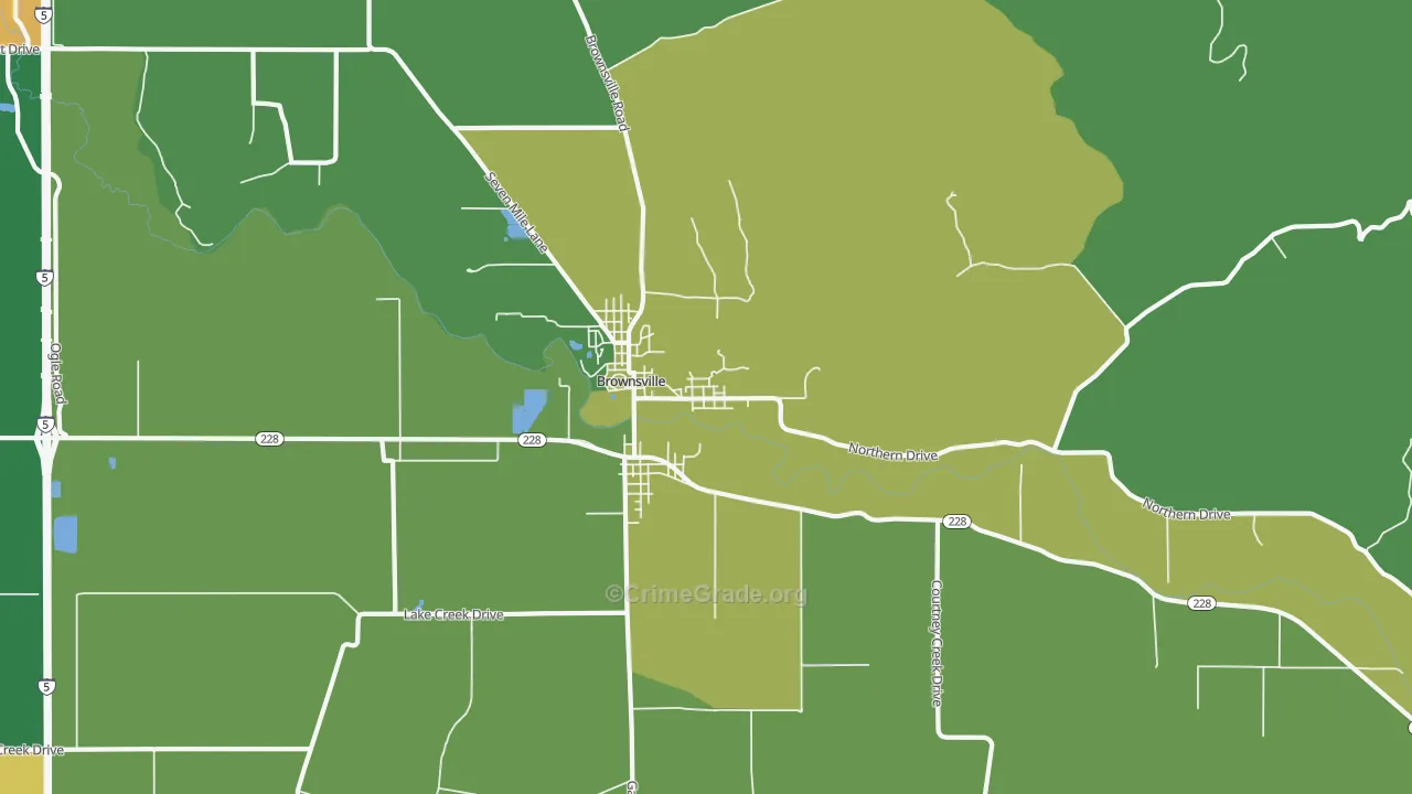 Brownsville, OR Map of Burglary Rates