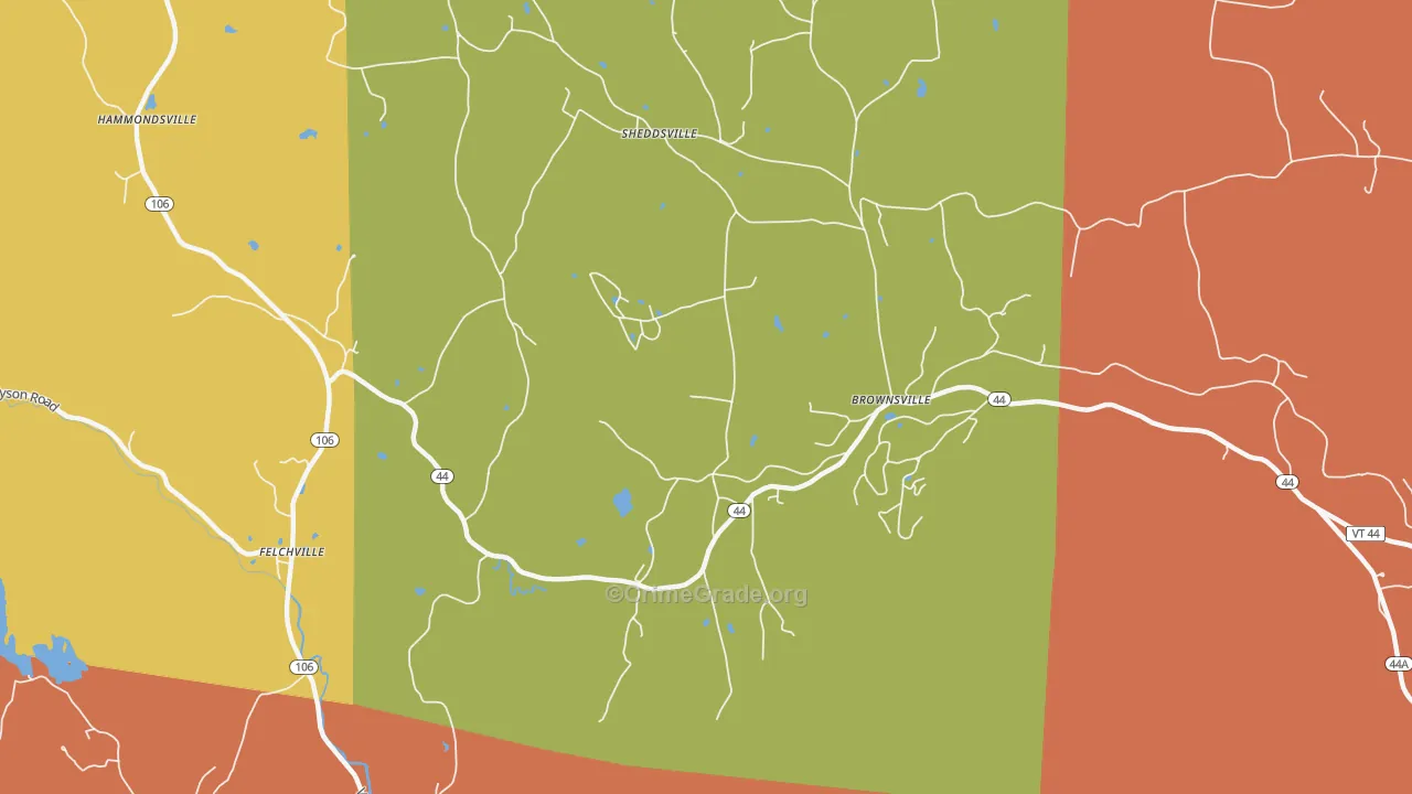 Brownsville, VT Map of Burglary Rates