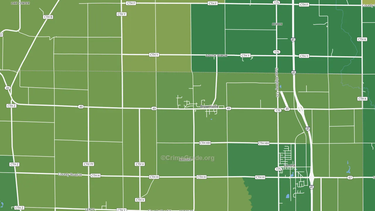 Brownsville, WI Map of Burglary Rates