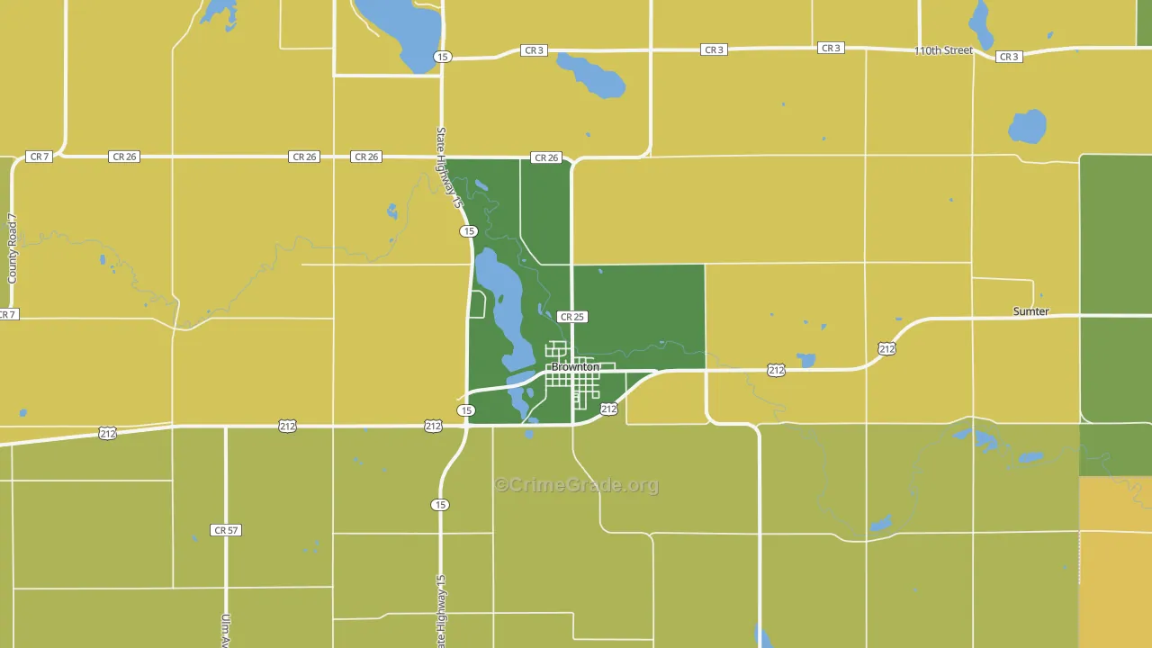 Brownton, MN Map of Burglary Rates