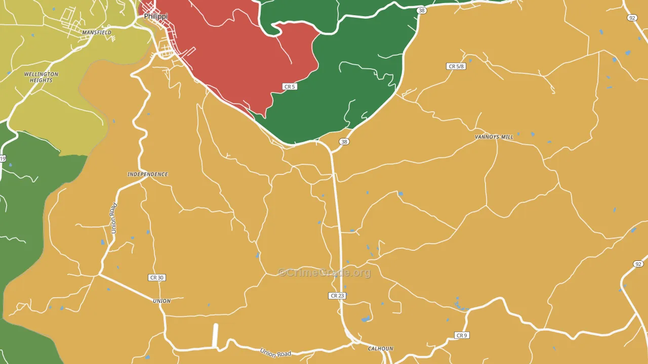 Brownton, WV Map of Burglary Rates