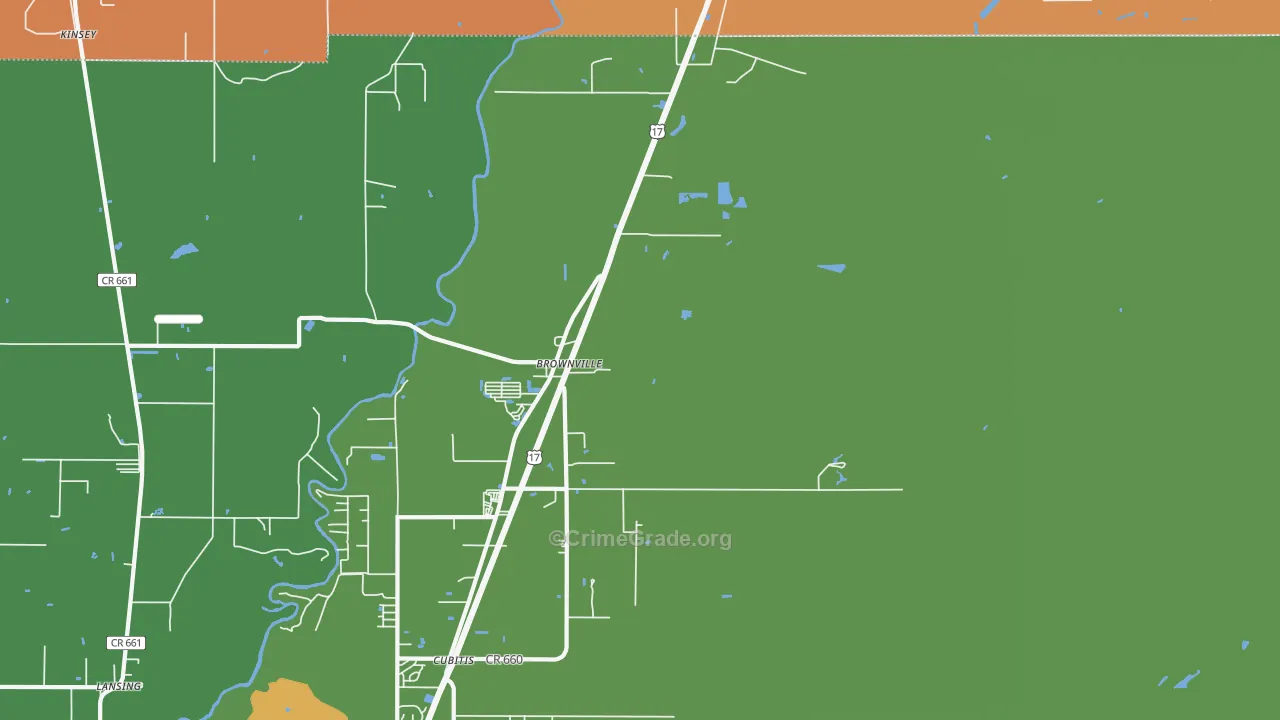 Brownville, FL Map of Burglary Rates