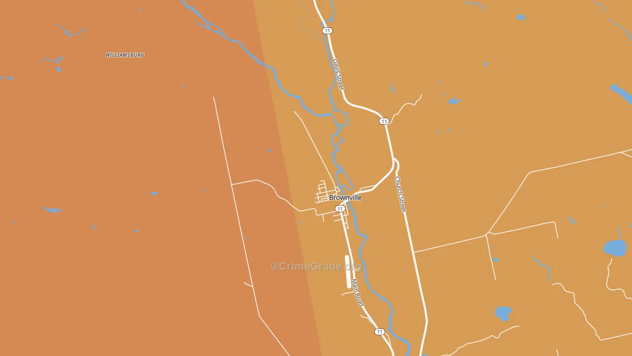 Brownville Junction, ME Map of Burglary Rates