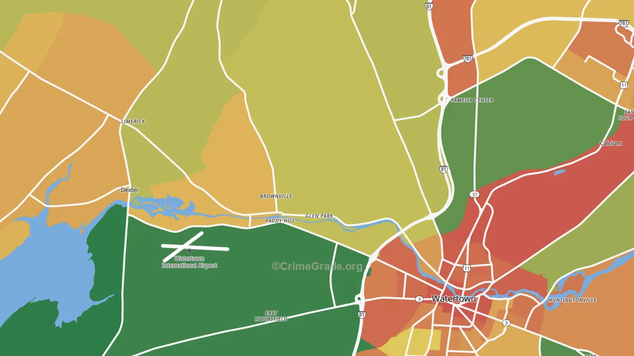 Brownville, NY Map of Burglary Rates