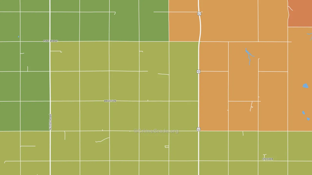 Broxton, OK Map of Burglary Rates