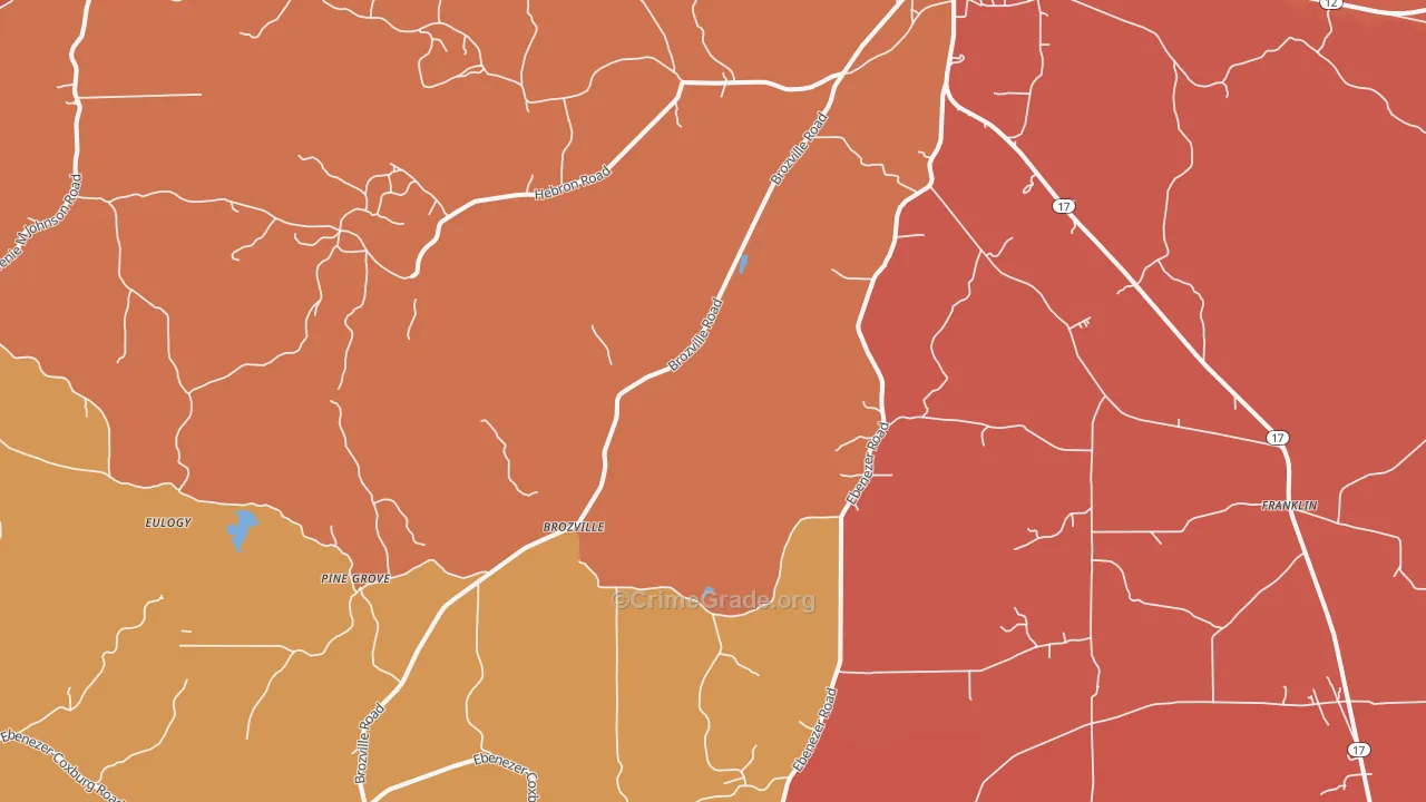 Brozville, MS Map of Burglary Rates
