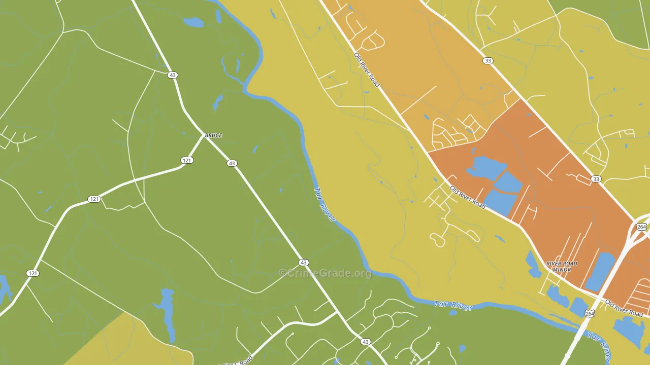 Bruce, NC Map of Burglary Rates