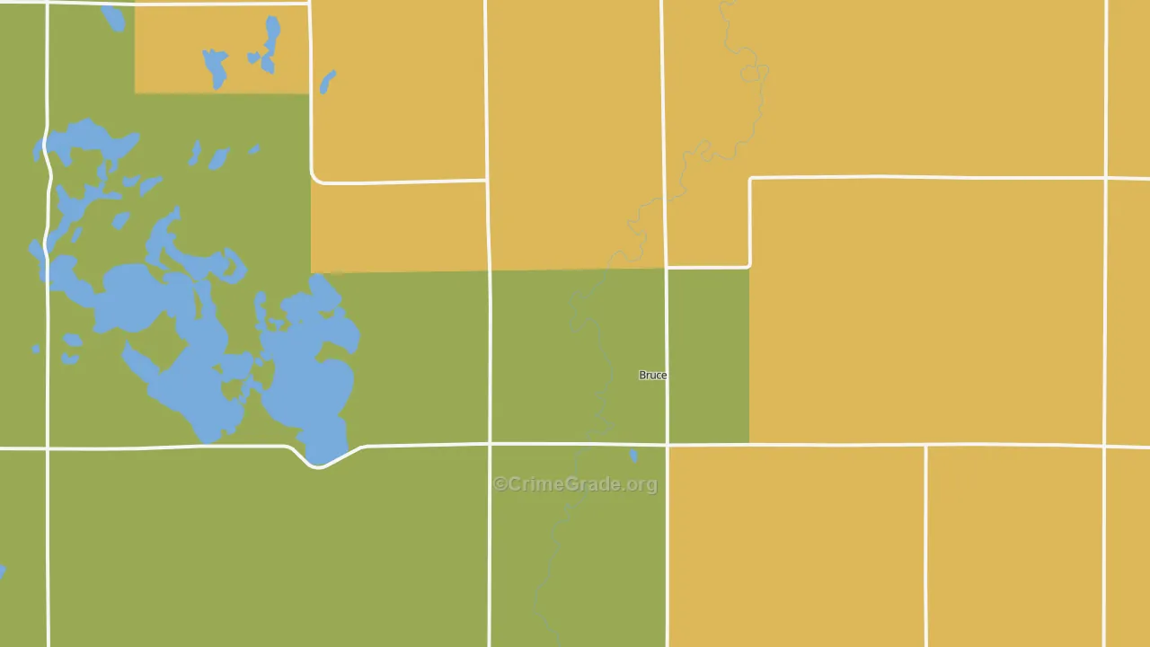 Bruce, SD Map of Burglary Rates