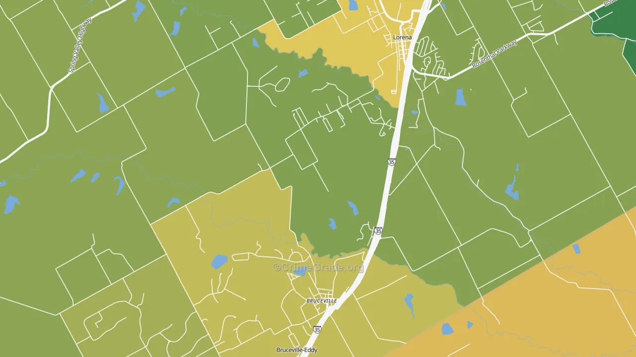Bruceville, TX Map of Burglary Rates