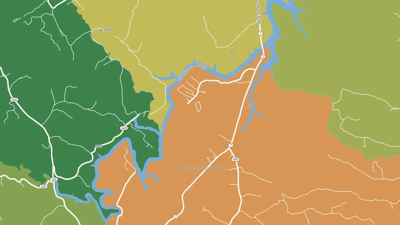 Bruin, KY Map of Burglary Rates