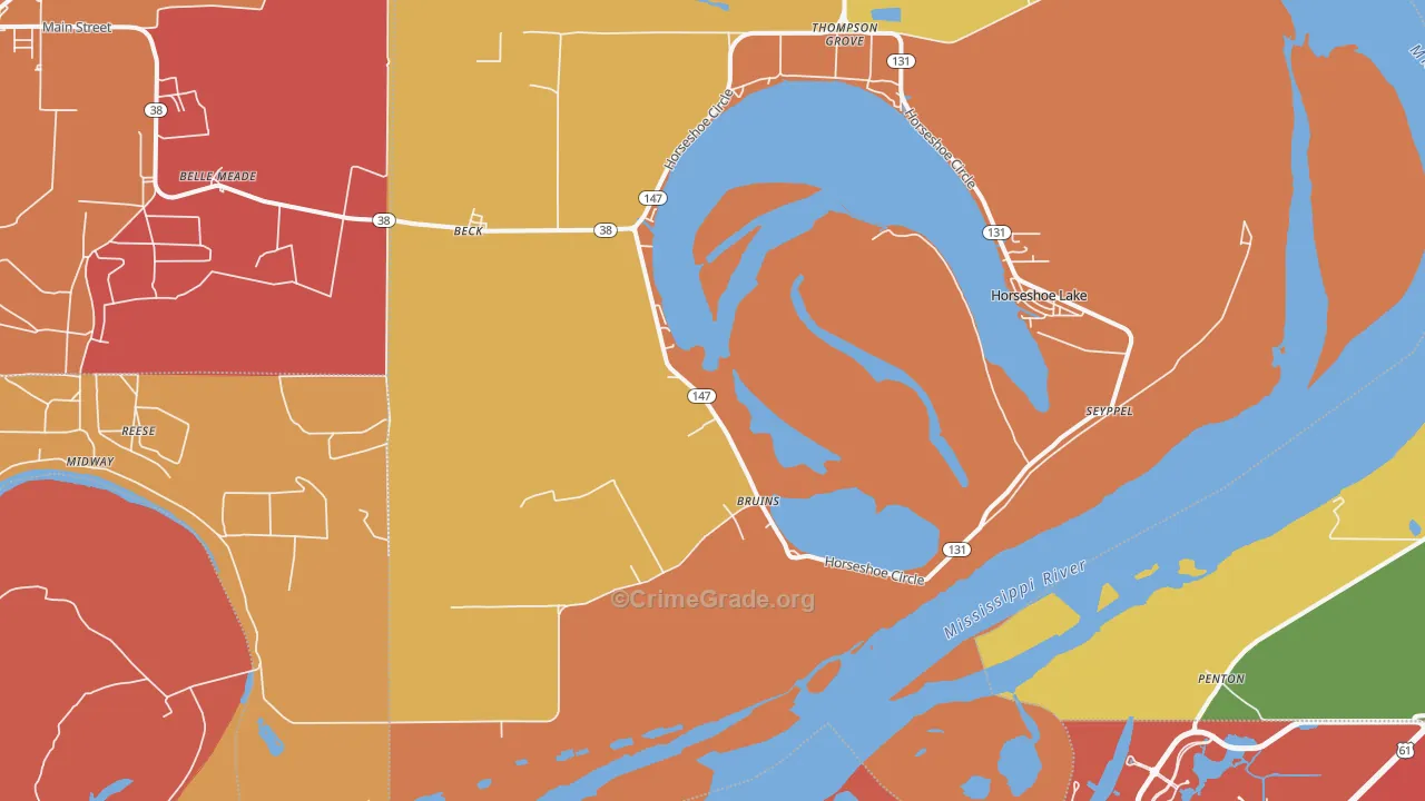 Bruins, AR Map of Burglary Rates