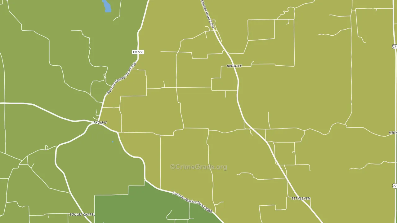 Brumley, TX Map of Burglary Rates