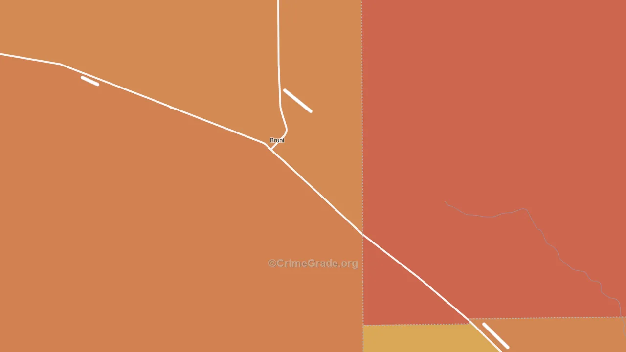 Bruni, TX Map of Burglary Rates
