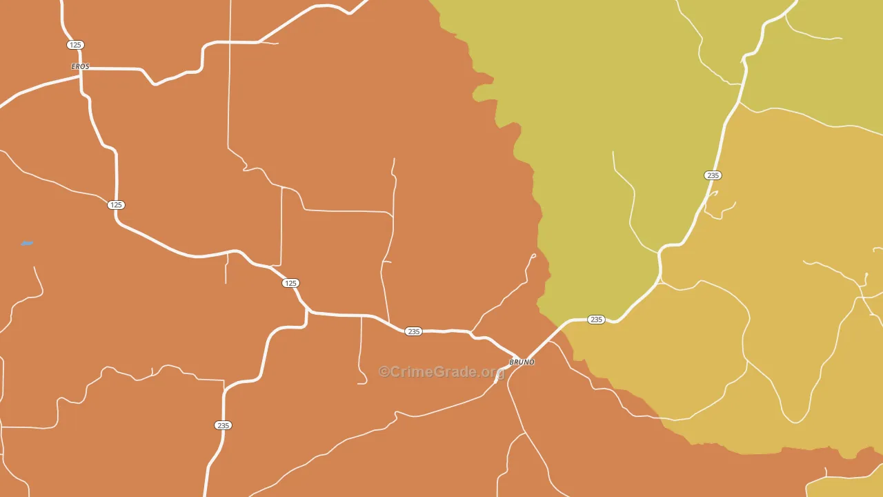 Bruno, AR Map of Burglary Rates