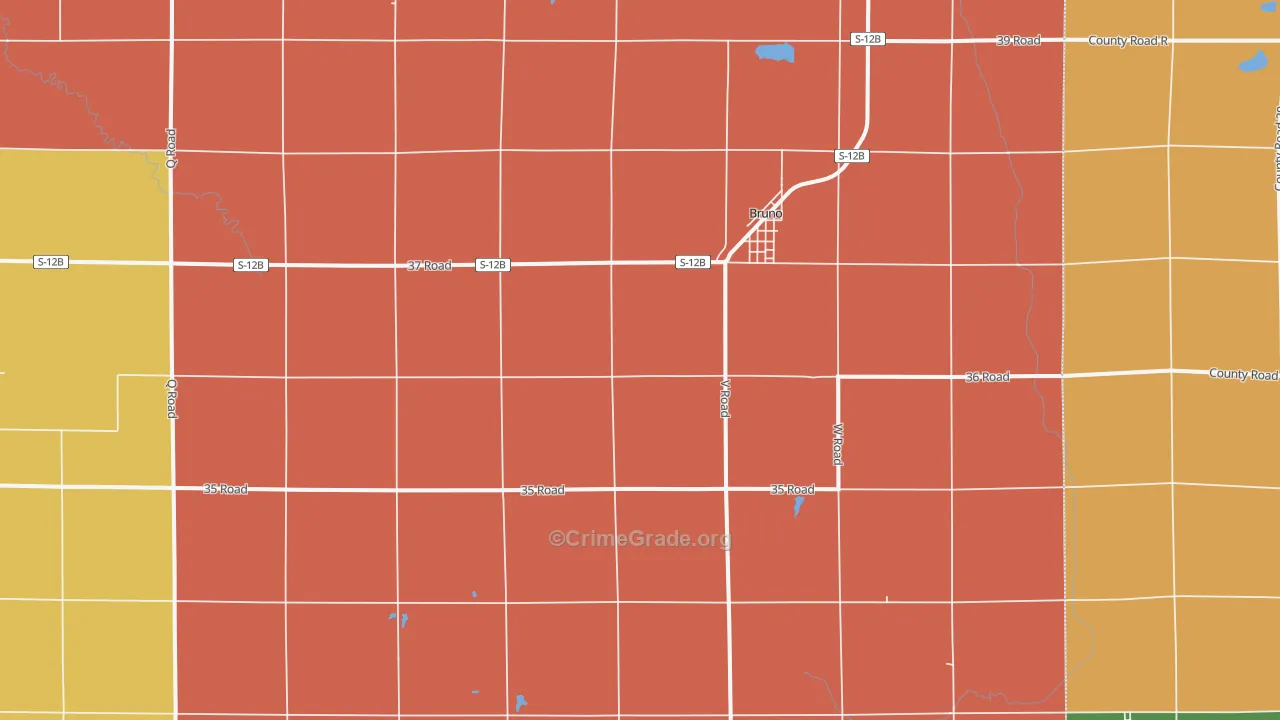 Bruno, NE Map of Burglary Rates