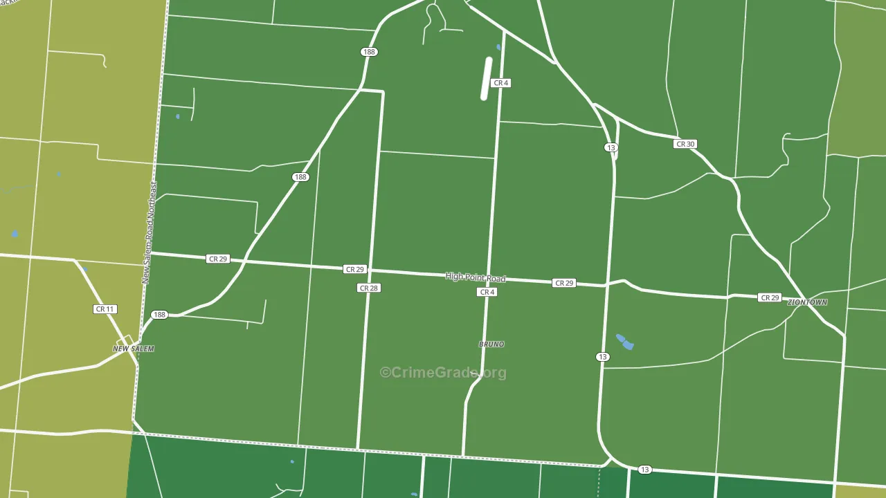 Bruno, OH Map of Burglary Rates