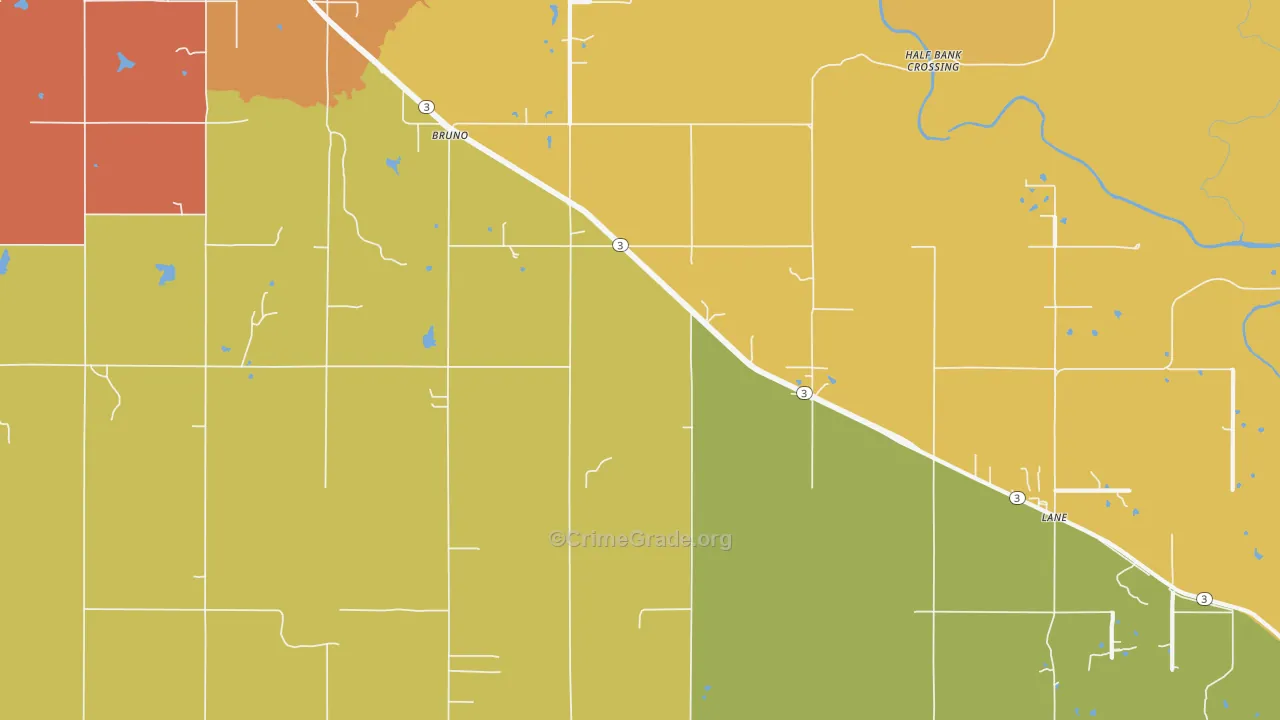 Bruno, OK Map of Burglary Rates