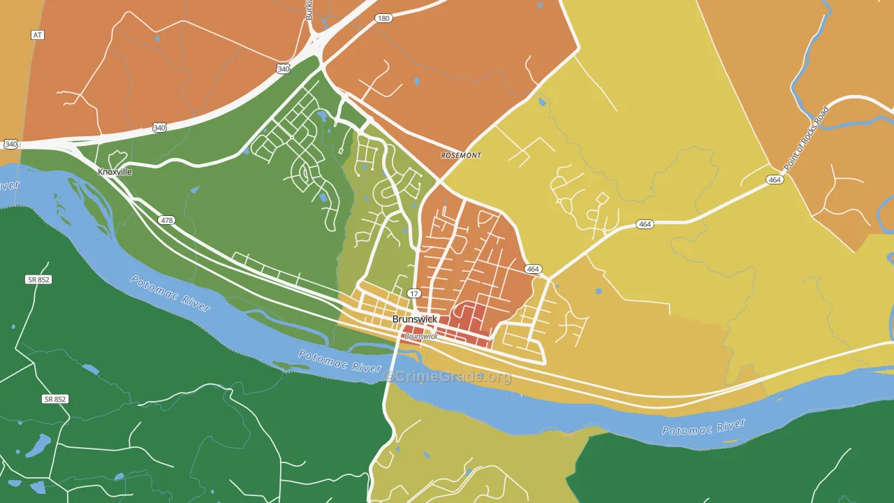 Brunswick, MD Map of Burglary Rates