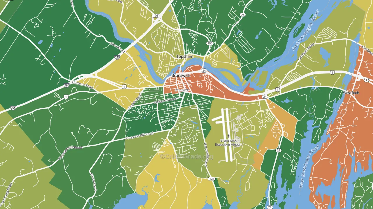 Brunswick, ME Map of Burglary Rates
