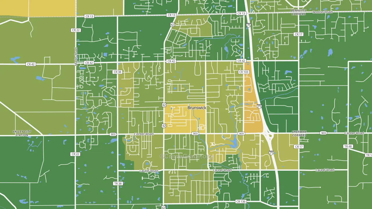 Brunswick, OH Map of Burglary Rates