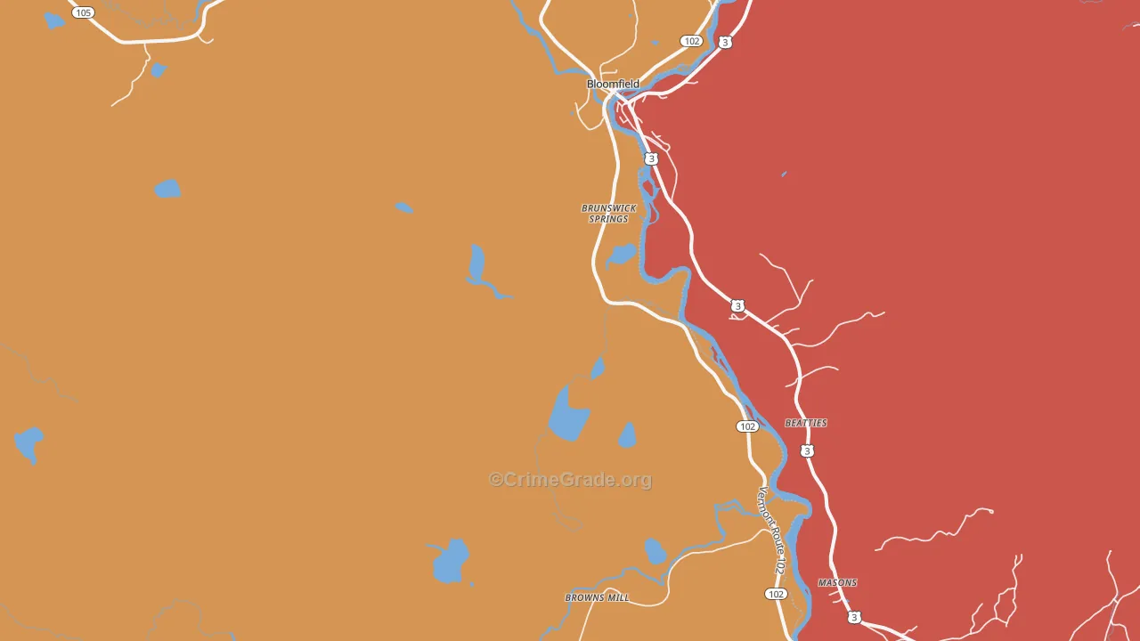Brunswick, VT Map of Burglary Rates