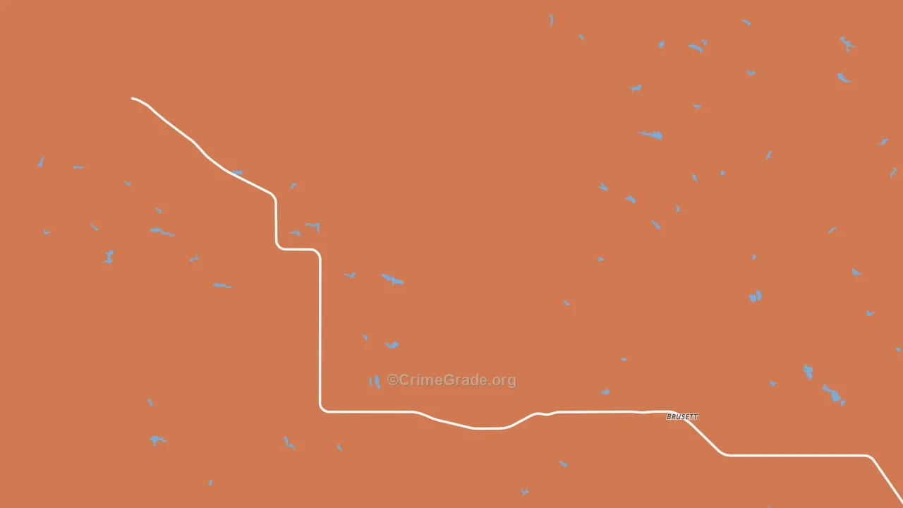 Brusett, MT Map of Burglary Rates