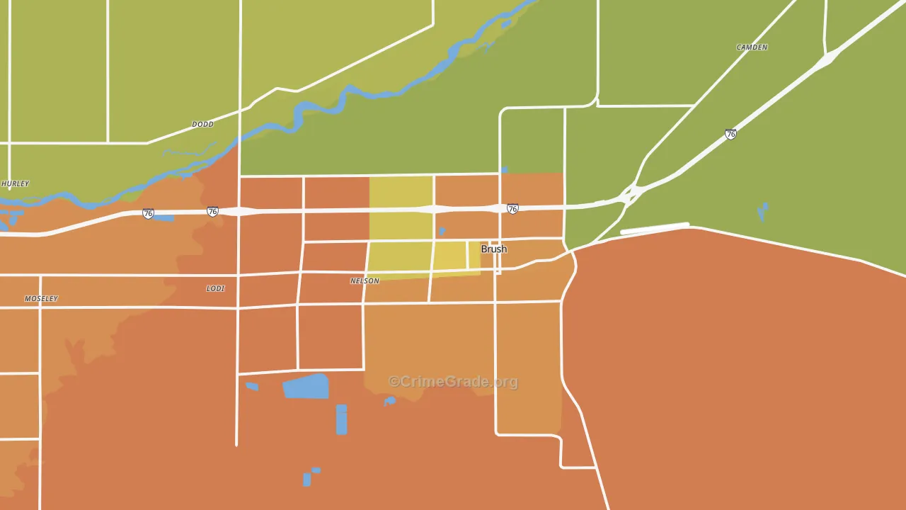 Brush, CO Map of Burglary Rates