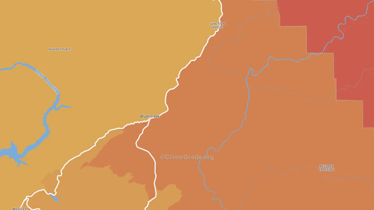 Brush Creek, CA Map of Burglary Rates