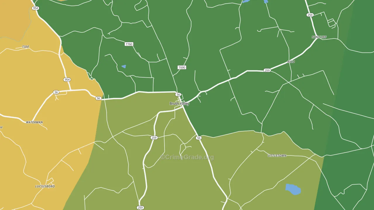 Brush Valley, PA Map of Burglary Rates