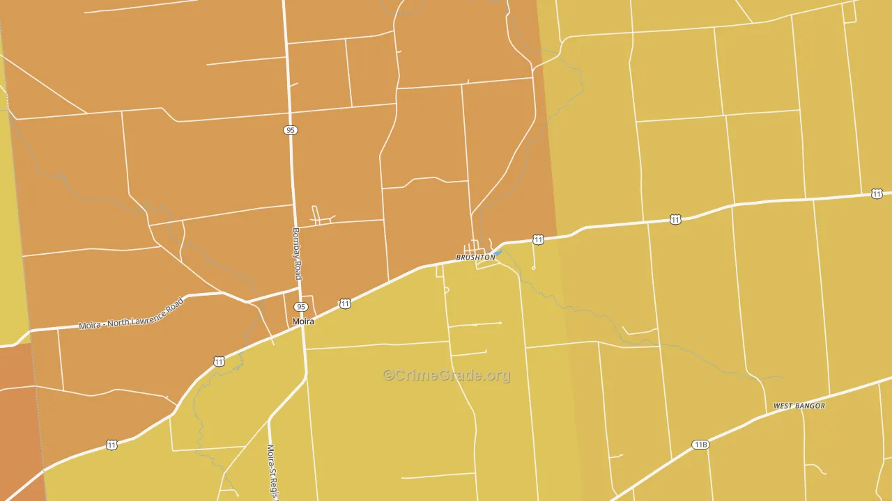 Brushton, NY Map of Burglary Rates