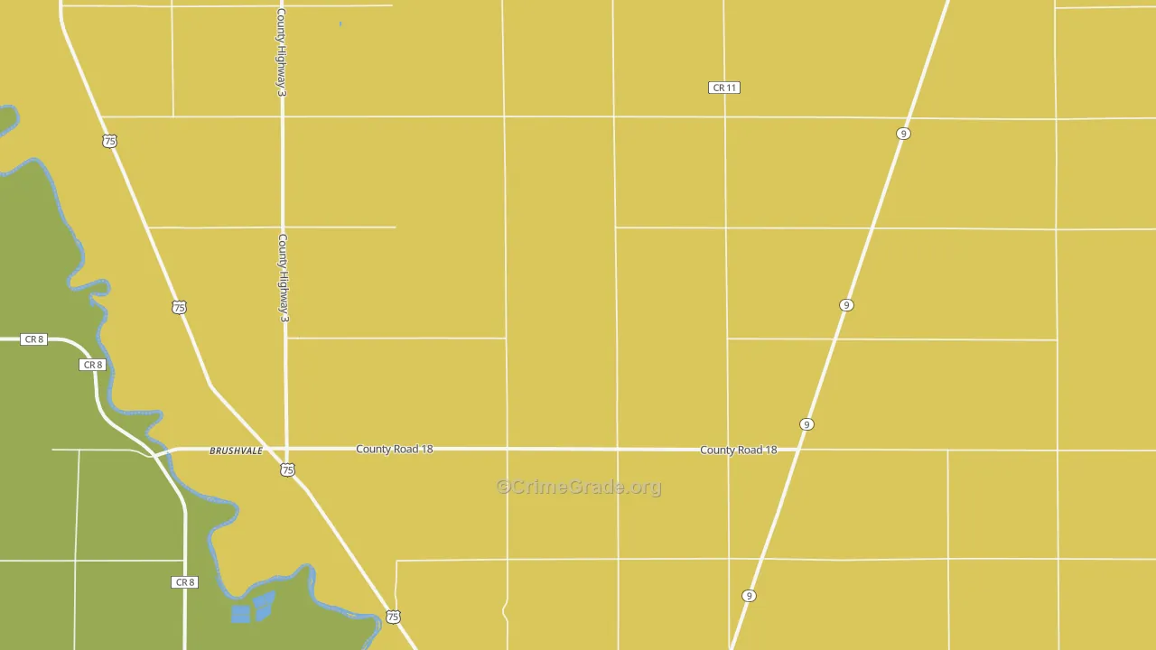 Brushvale, MN Map of Burglary Rates