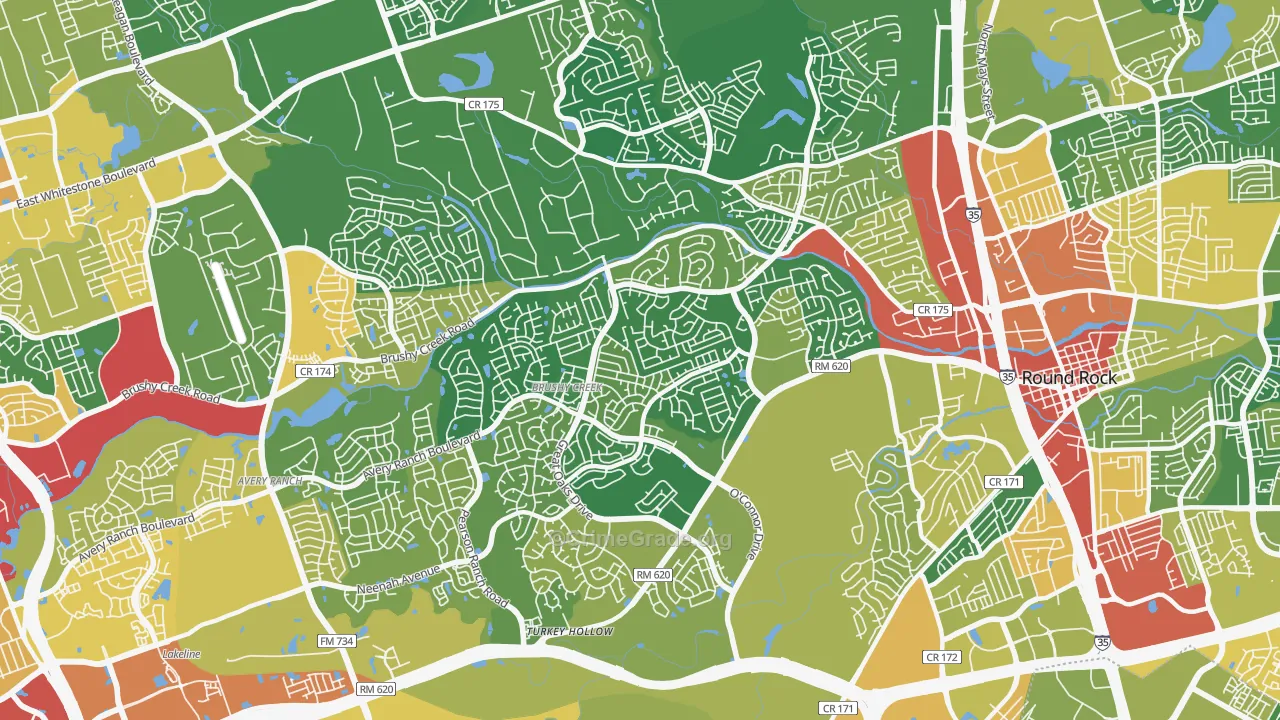 Brushy Creek, TX Map of Burglary Rates