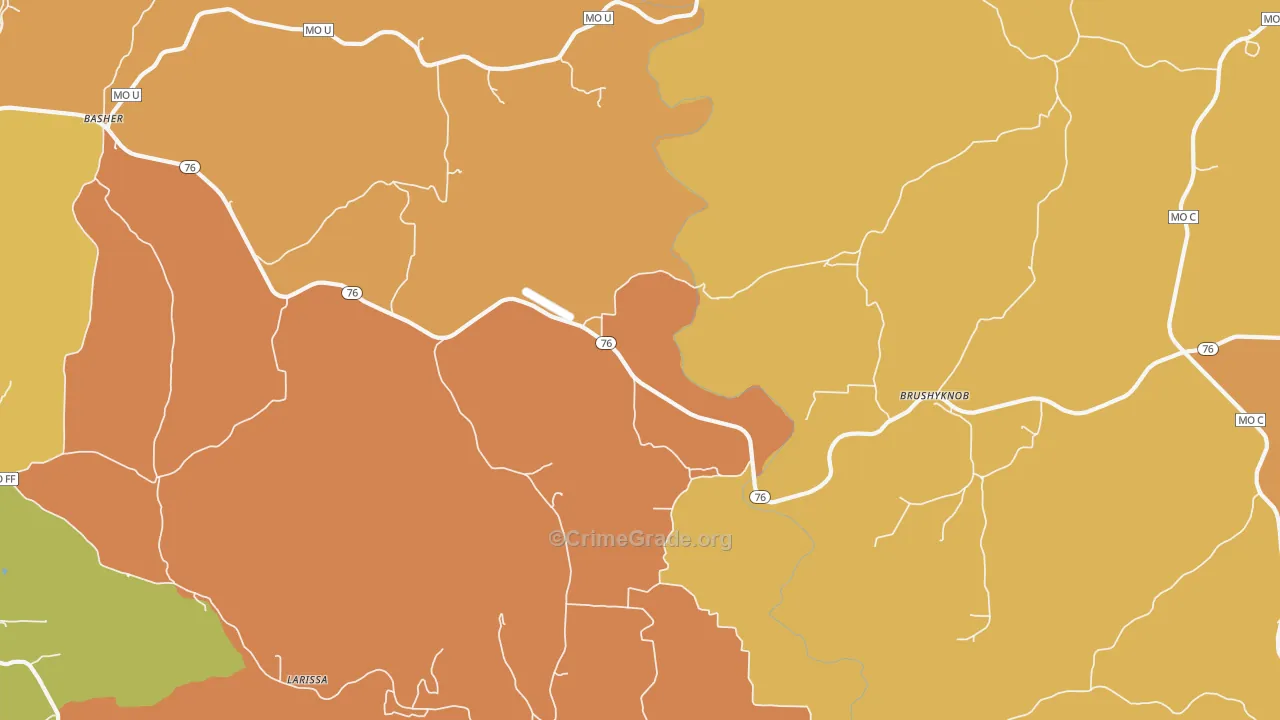 Brushyknob, MO Map of Burglary Rates