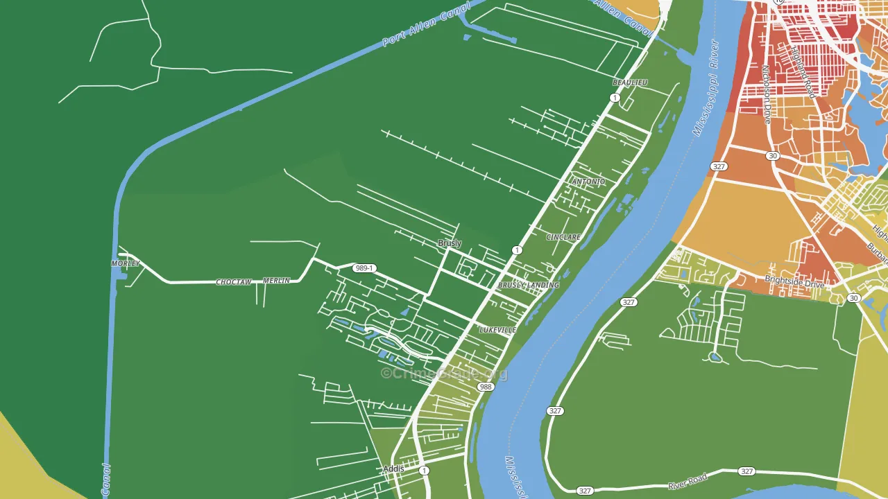 Brusly, LA Map of Burglary Rates
