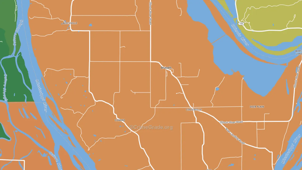 Brussels, IL Map of Burglary Rates