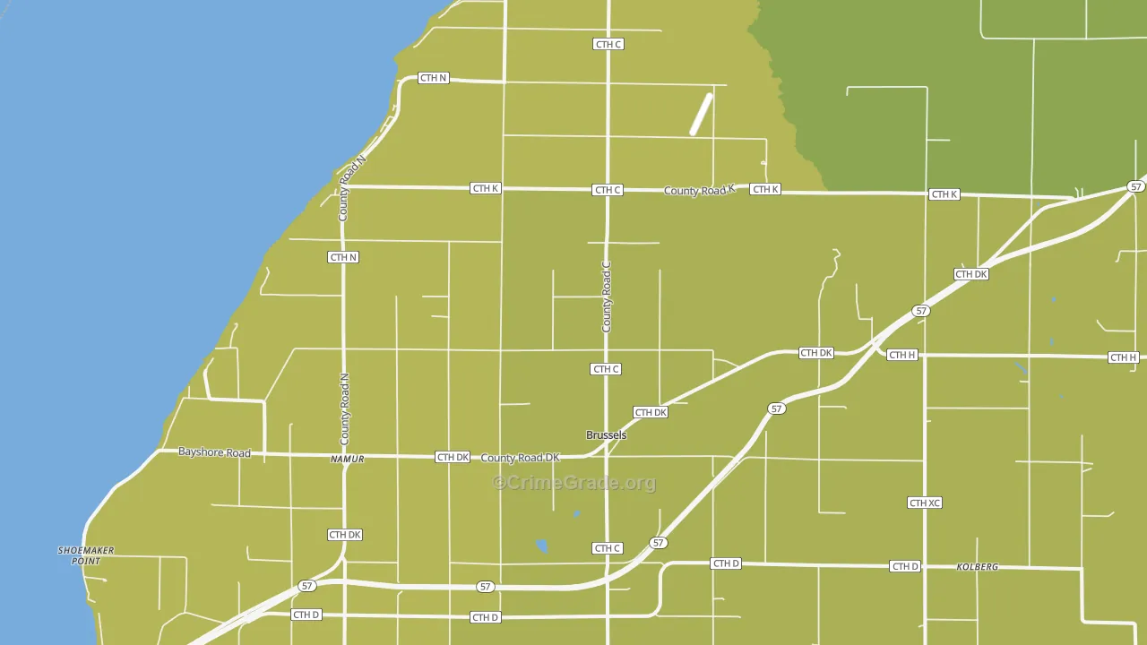 Brussels, WI Map of Burglary Rates