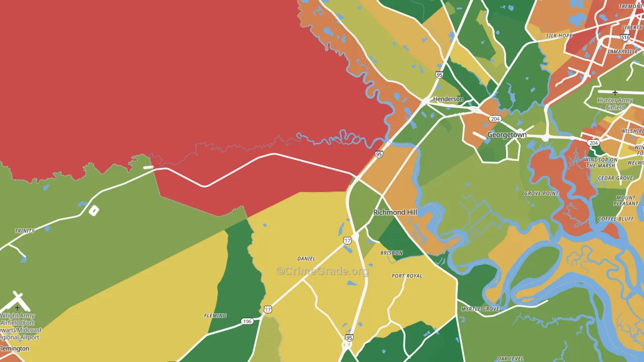 Bryan County, GA Map of Burglary Rates