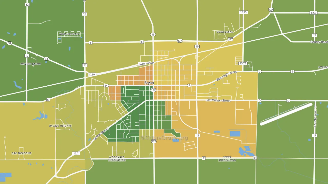 Bryan Downtown Historic District, Bryan, OH Map of Burglary Rates