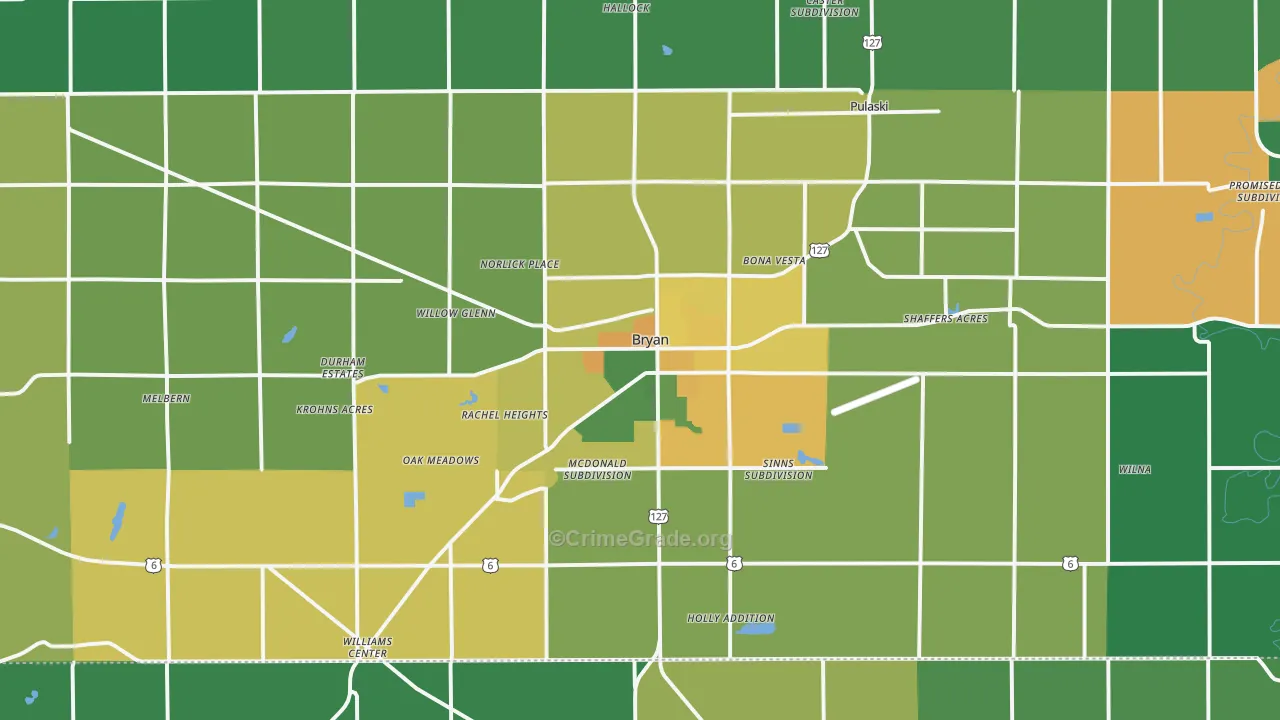Bryan, OH Map of Burglary Rates